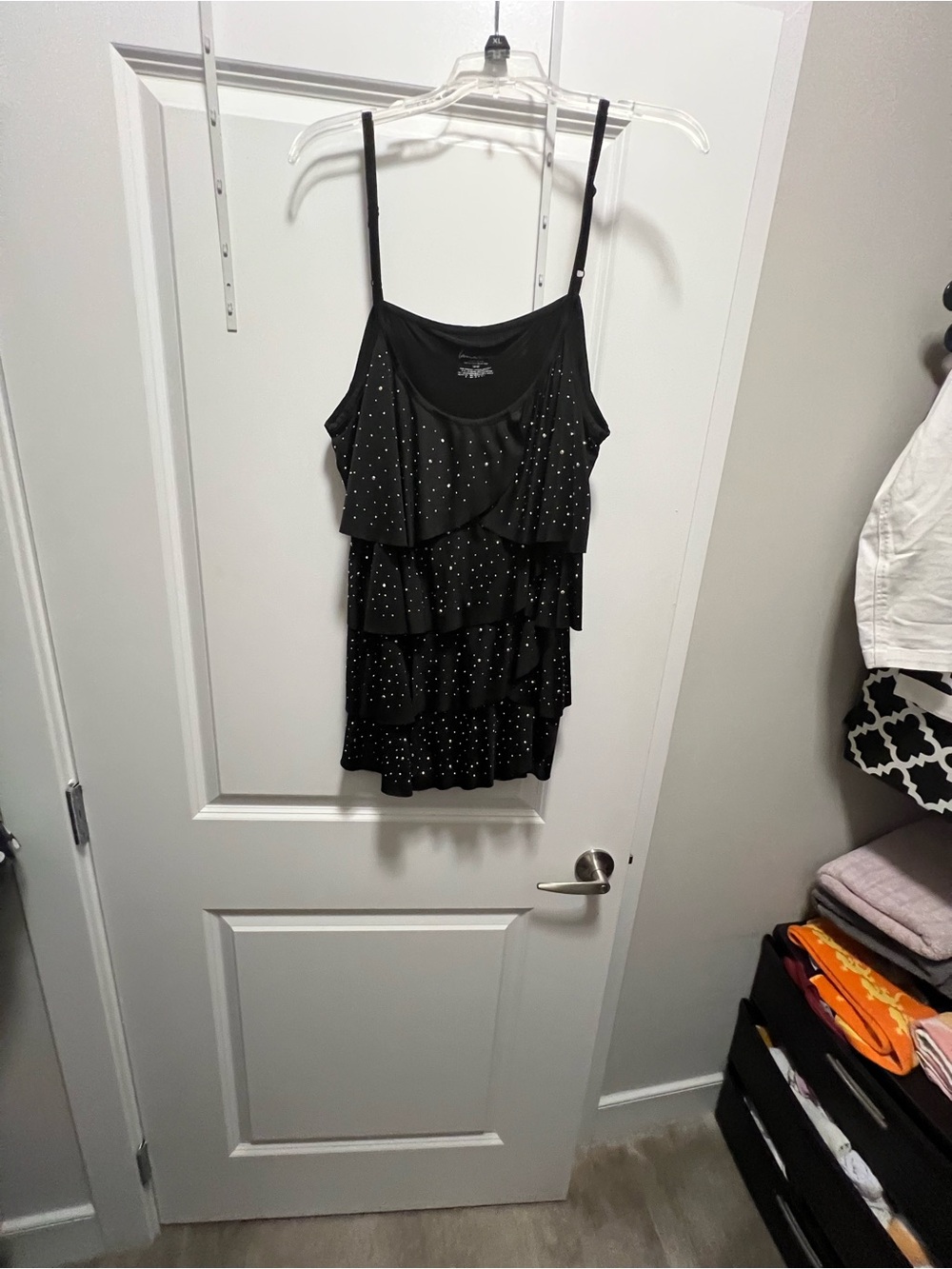Lane Bryant Black Ruffled Spaghetti Strap Camisole with Stud Accents